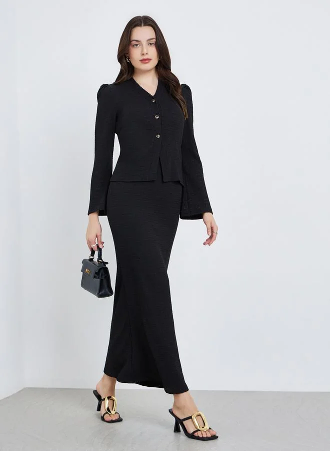 ستايلي تنورة بديكون طويلة سادة